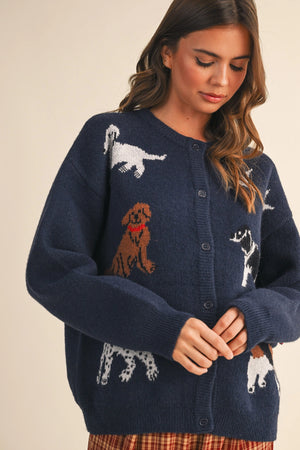 Dog Cardigan - Navy