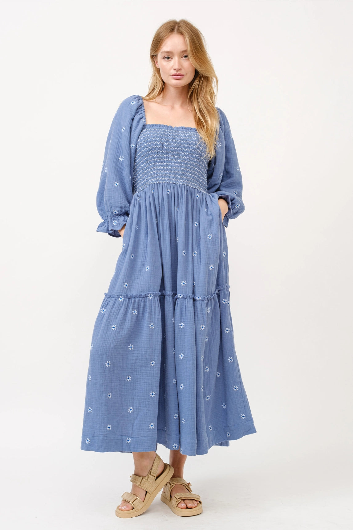 Flower Embroidered Maxi Dress