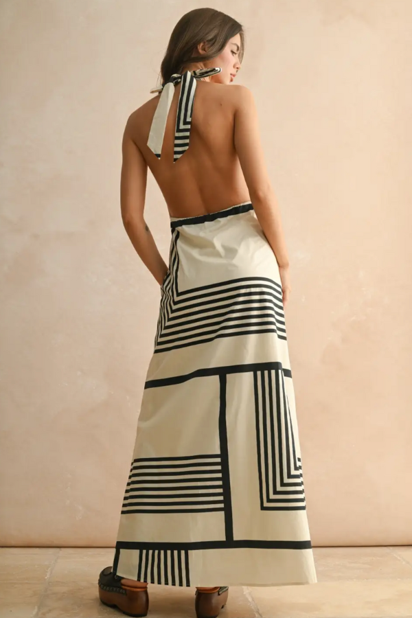 Geo Print Halter Maxi Dress