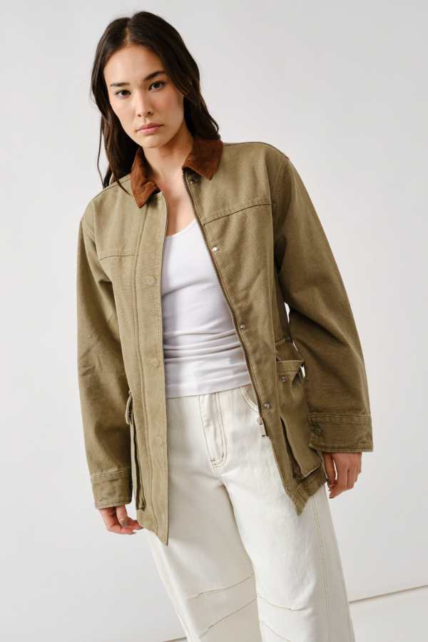 Vintage Washed Barn Jacket - Olive