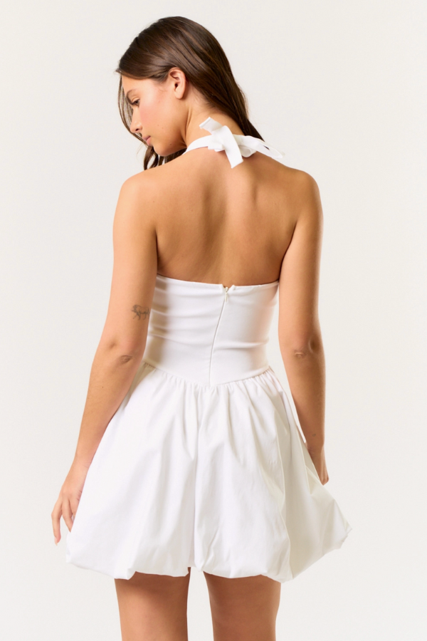 Halter Bubble Hem Mini Dress