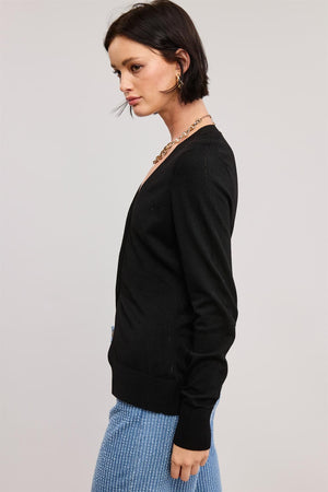Split Hem Longline Knit Cardigan - Black