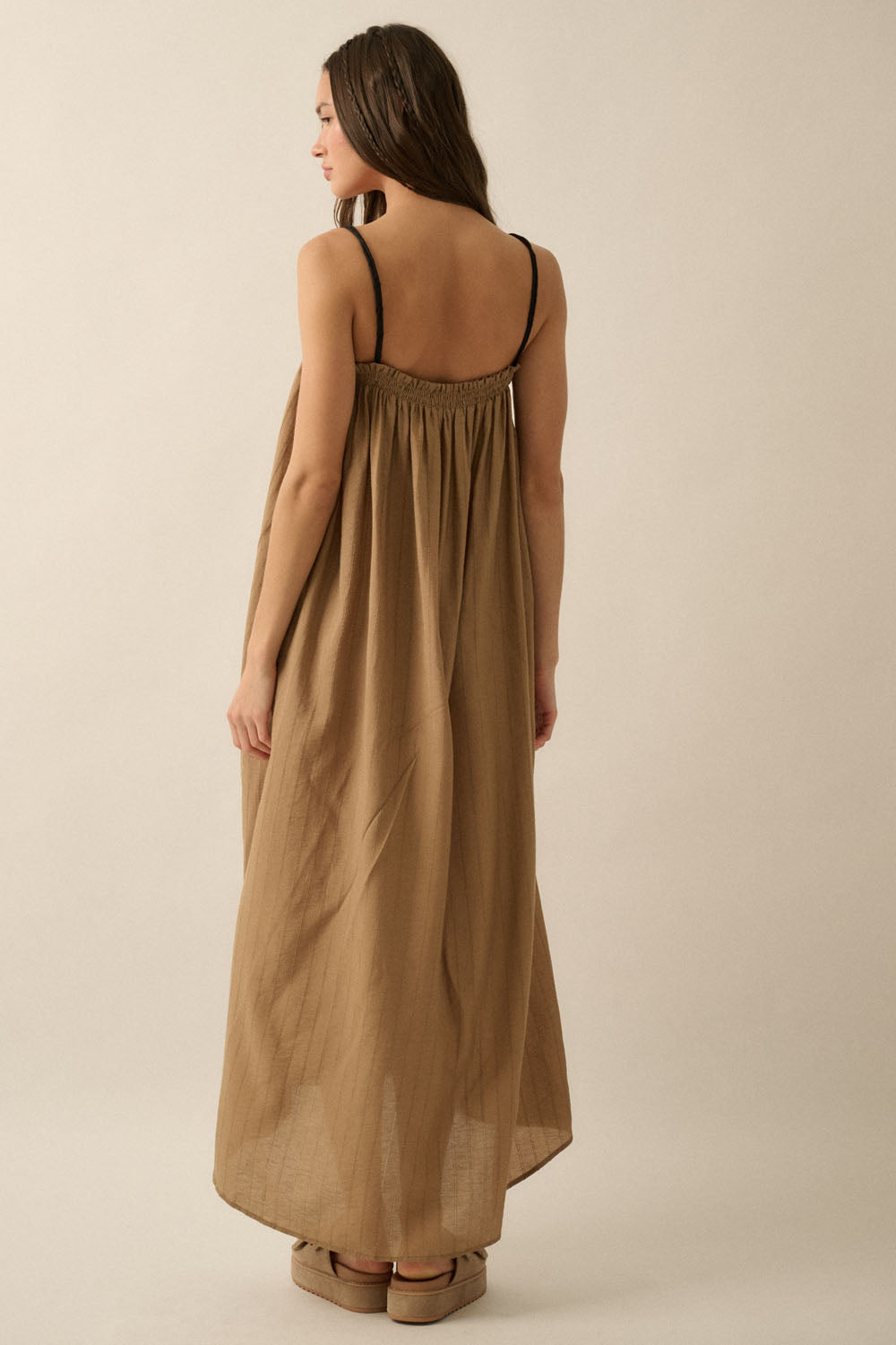 Tonal Striped Maxi Dress - Taupe