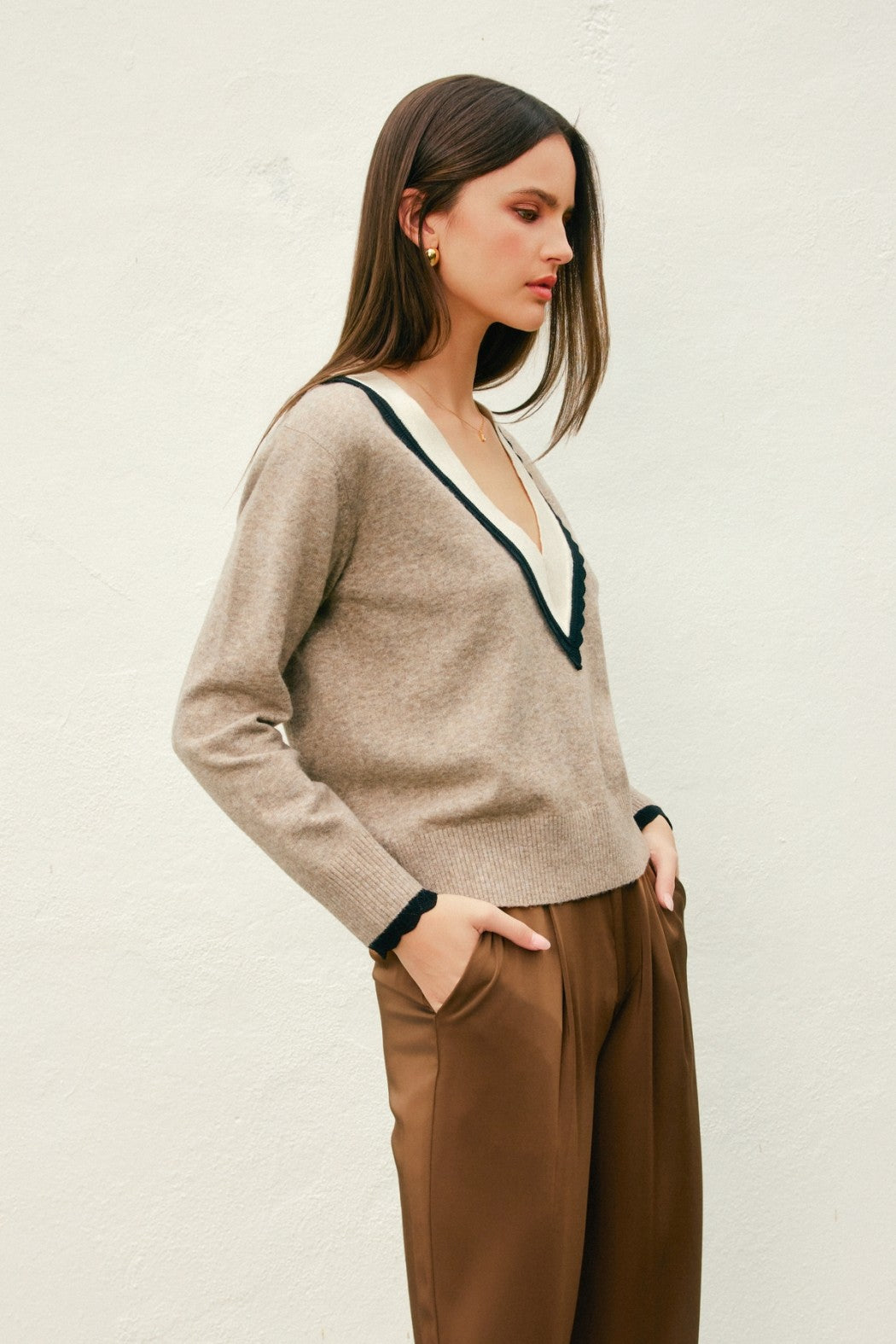Varsity V Neck Sweater