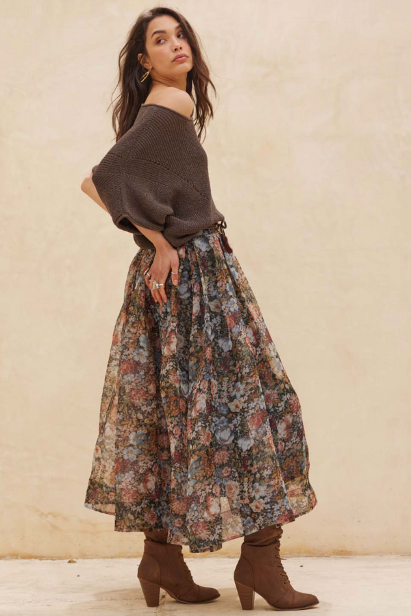 Floral Organza Maxi Skirt