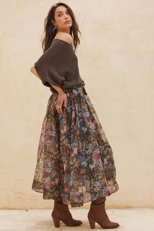 Floral Organza Maxi Skirt