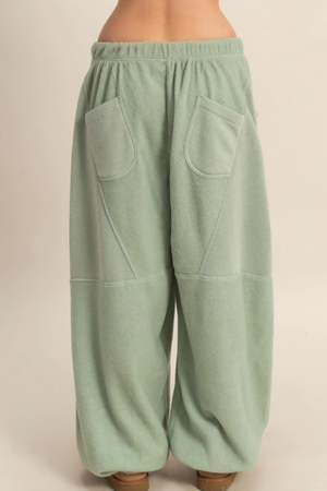 Cozy Contrast Sweatpants - Sage