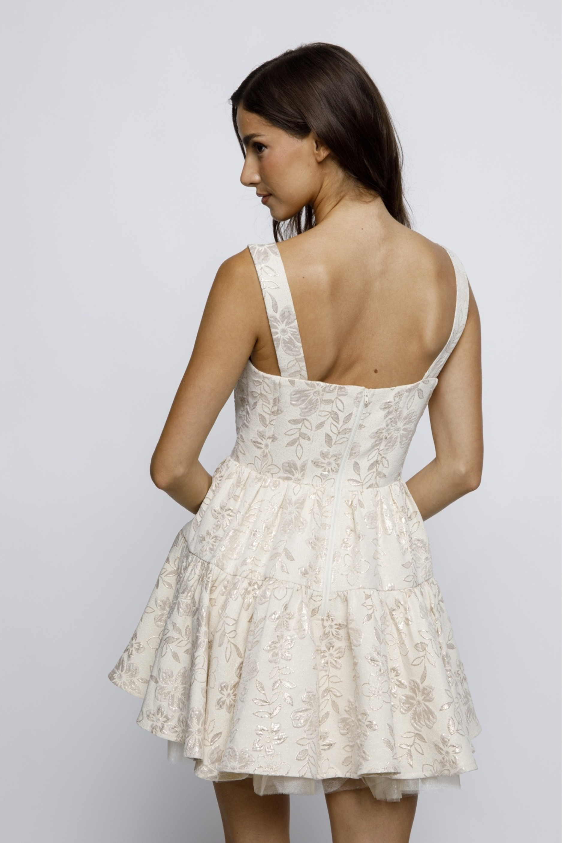Metallic Floral Corset Dress