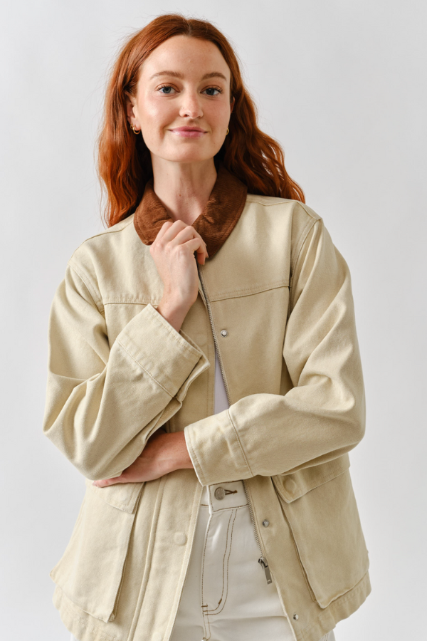 Vintage Washed Barn Jacket - Taupe