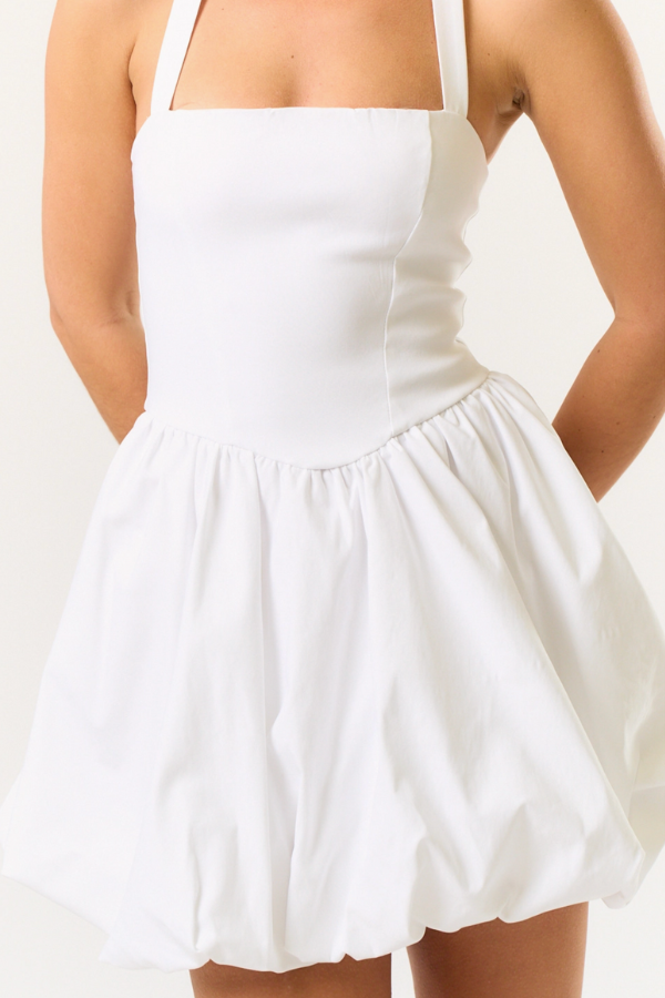 Halter Bubble Hem Mini Dress