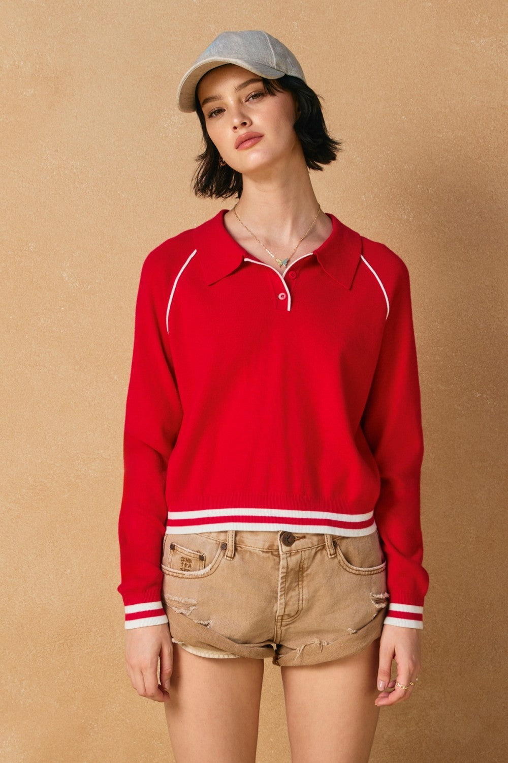 Polo Contrast Trim Sweater