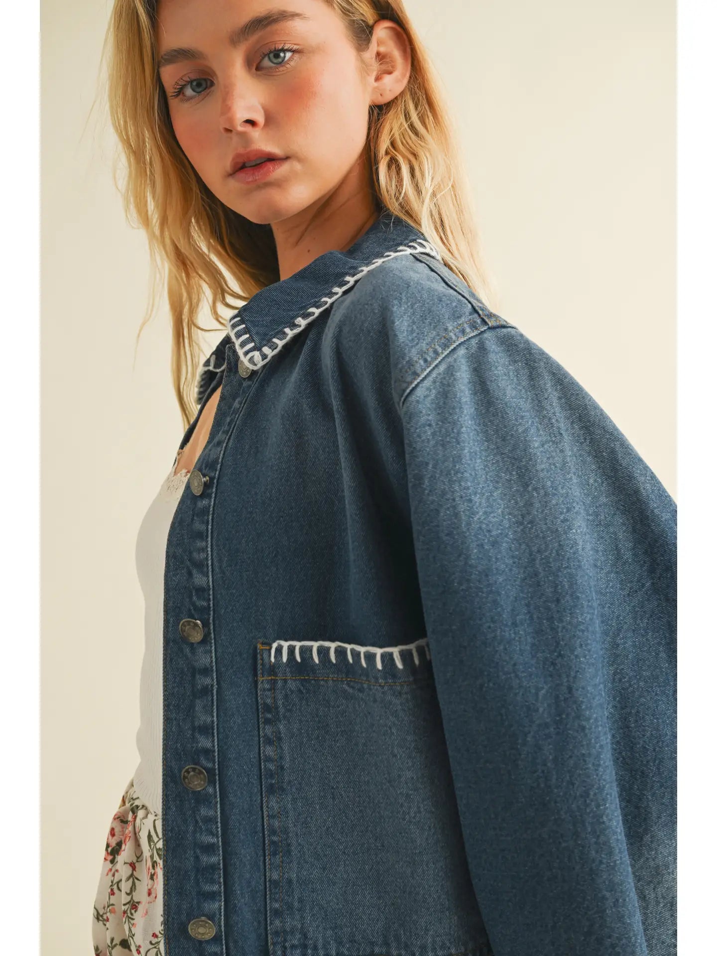 Blanket Stitch Denim Jacket