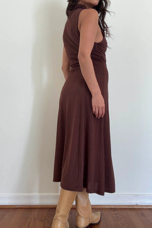 Nina Swing Midi Dress - Brown