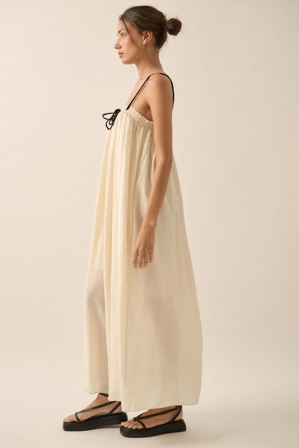 Tonal Striped Maxi Dress - Oatmeal