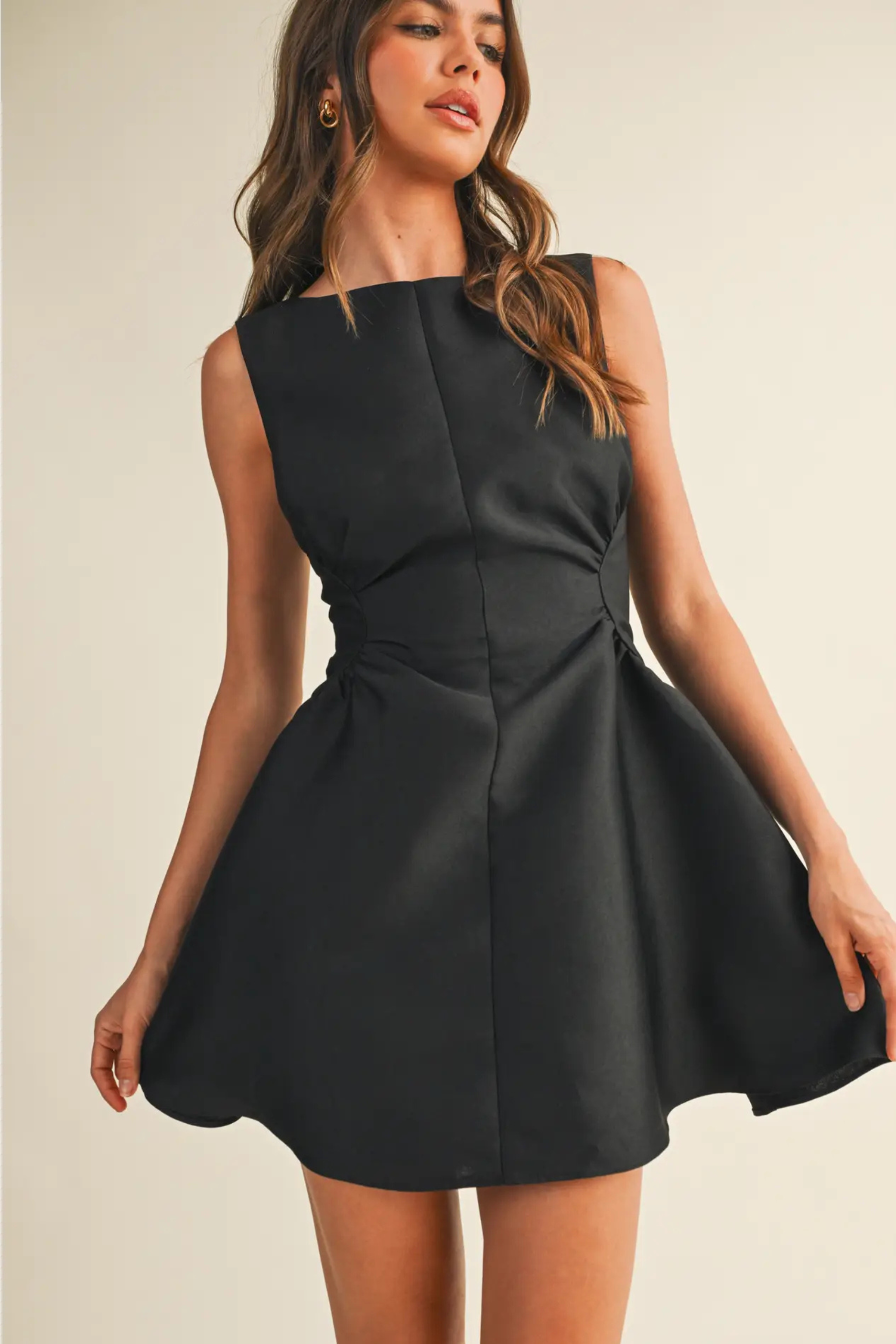 Fun and Flirty Flare Mini Dress - Black