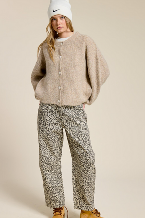 Balloon Sleeve Knit Cardigan - Mocha