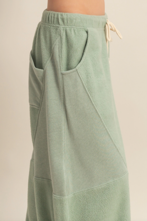 Cozy Contrast Sweatpants - Sage