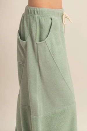 Cozy Contrast Sweatpants - Sage