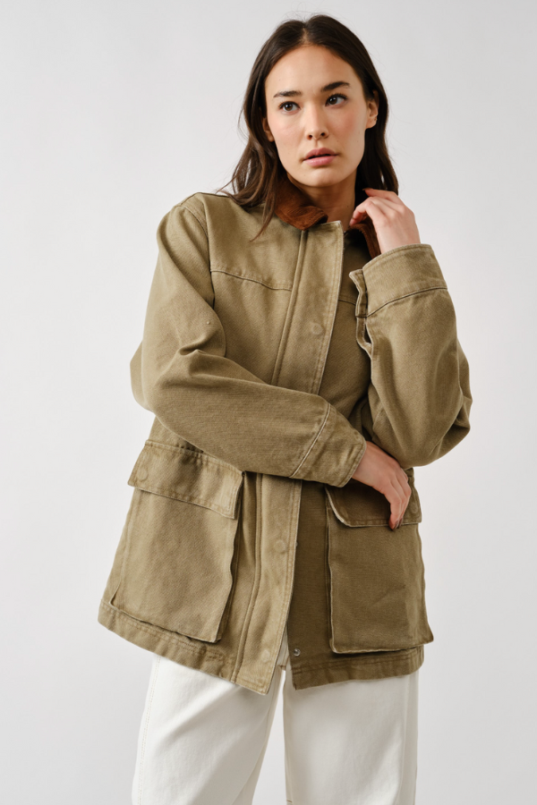 Vintage Washed Barn Jacket - Olive