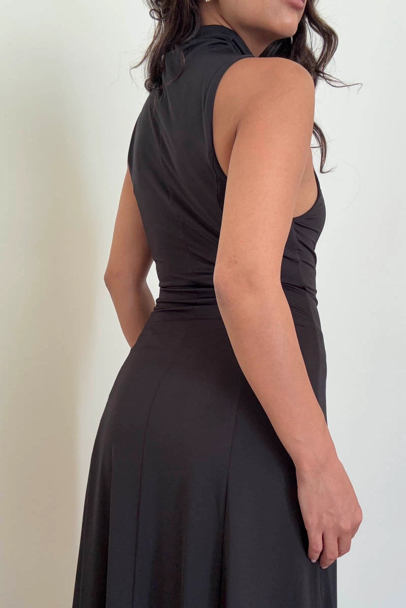 Nina Swing Midi Dress - Black