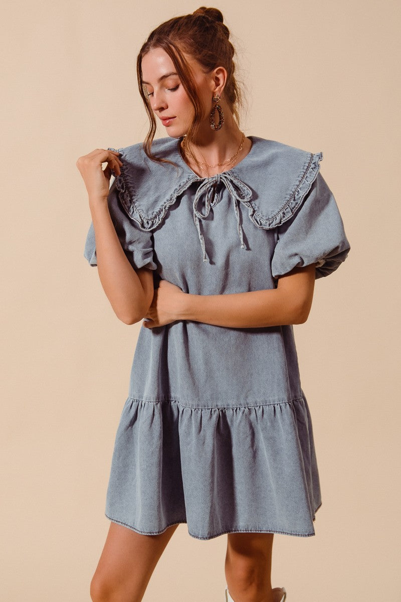 Denim Bubble Mini Dress