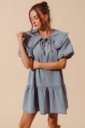 Denim Bubble Mini Dress