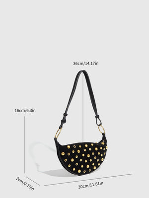 Grommet Shoulder Bag - Black