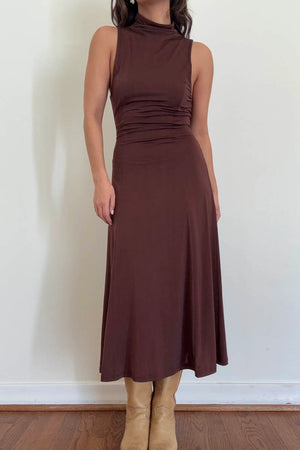 Nina Swing Midi Dress - Brown