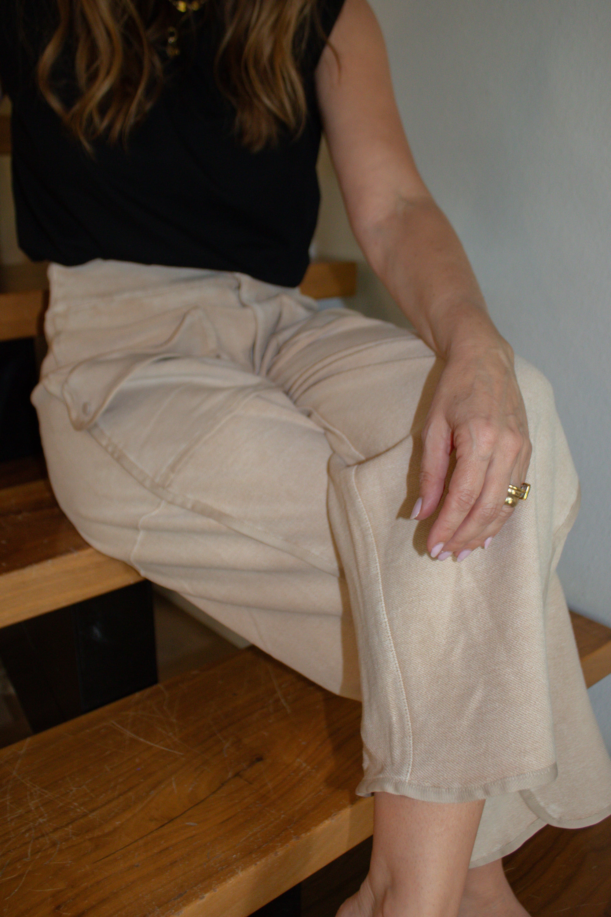 Vintage Washed Barrel Pants - Sand