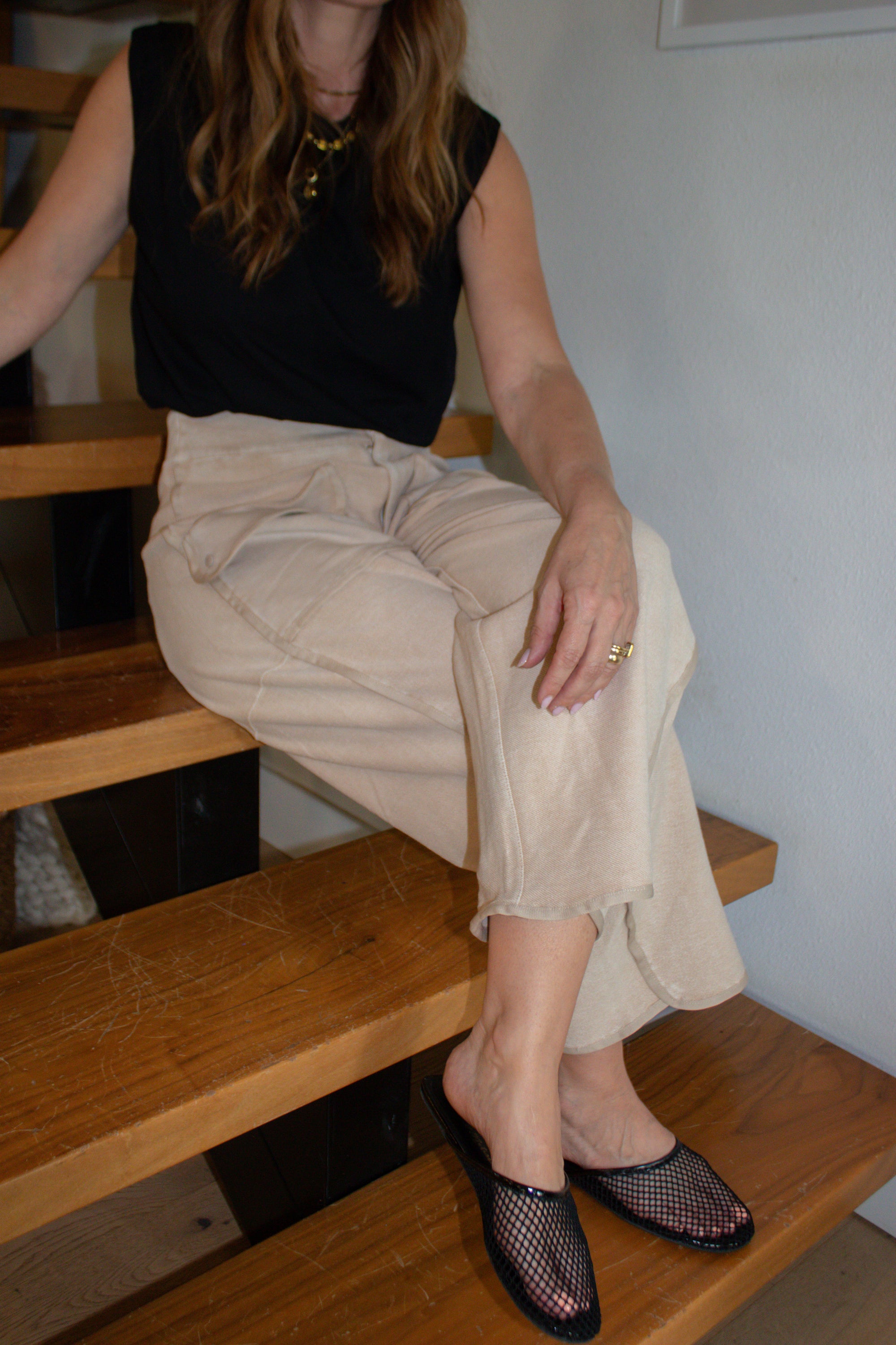 Vintage Washed Barrel Pants - Sand