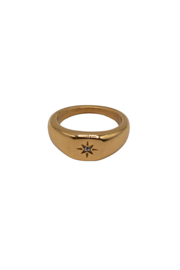 18K Lone Star Signet Ring - Gold