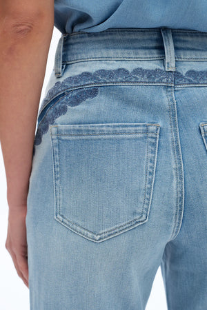 Ultra High Rise Embroidered Wide Leg Jeans