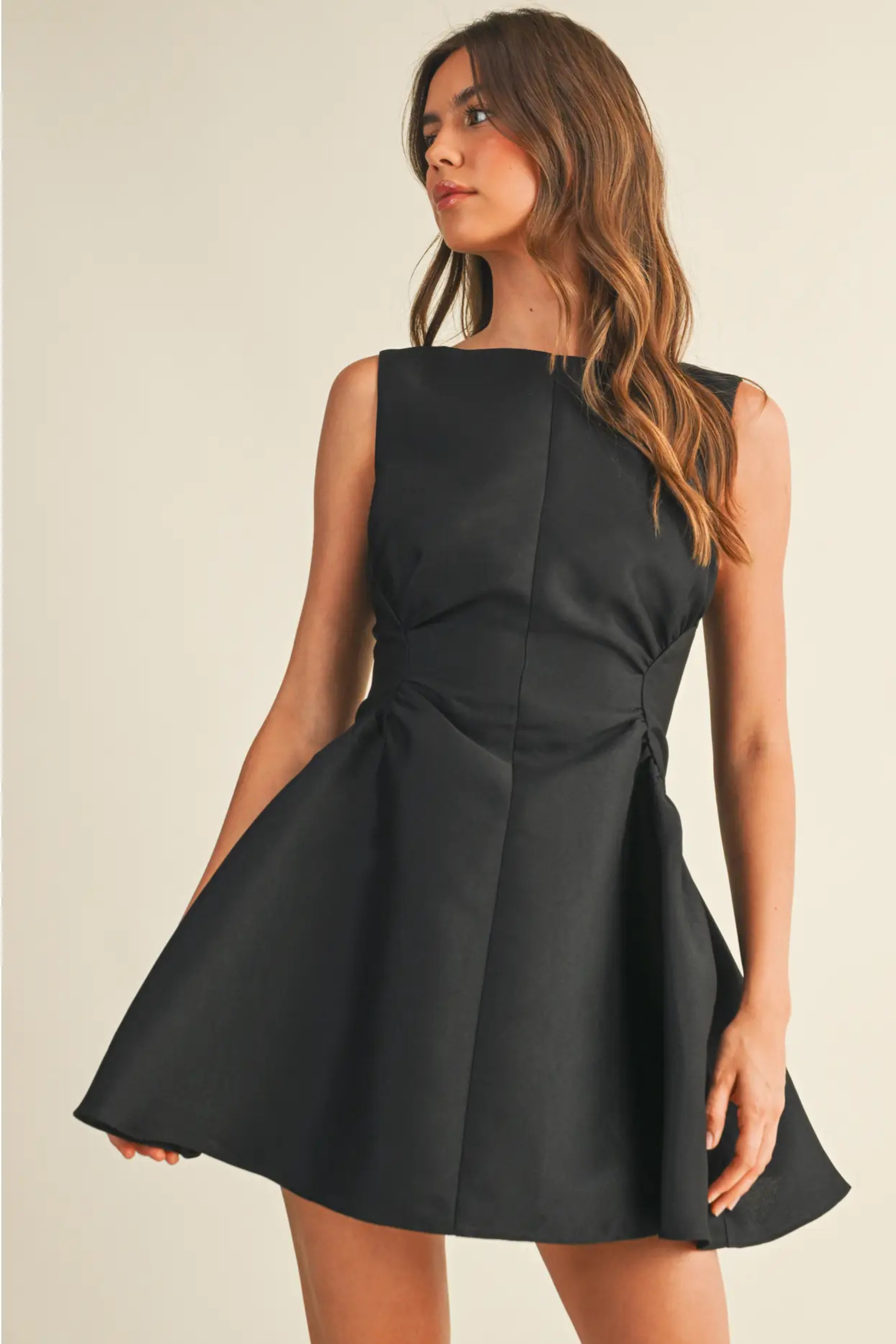 Fun and Flirty Flare Mini Dress - Black