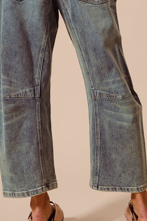 Mid-Rise Denim Barrel Jeans