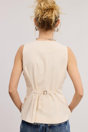 Tailored Long Line Vest - Natural
