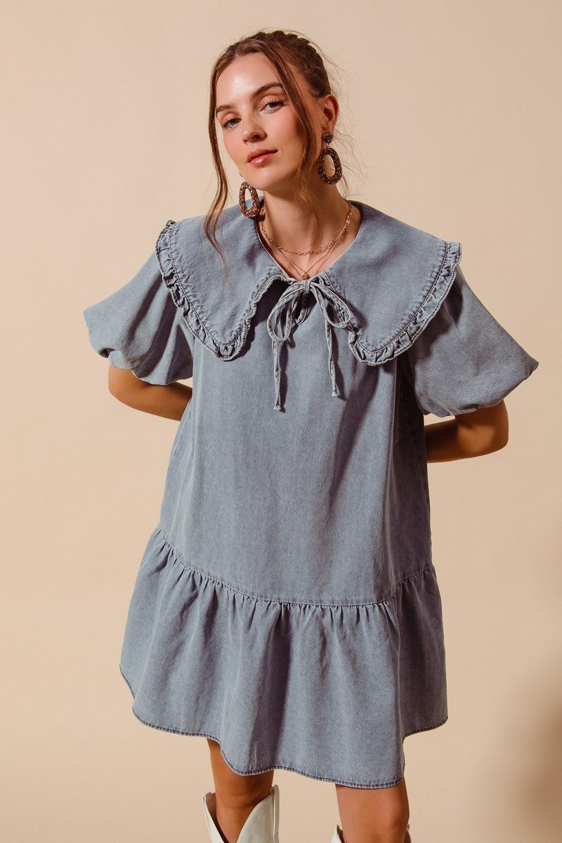 Denim Bubble Mini Dress