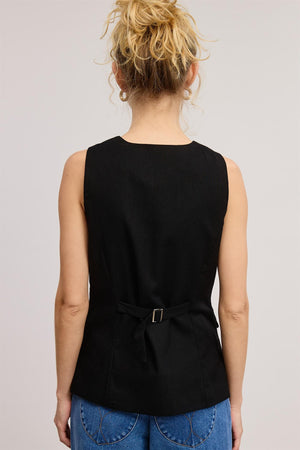 Tailored Long Line Vest - Black