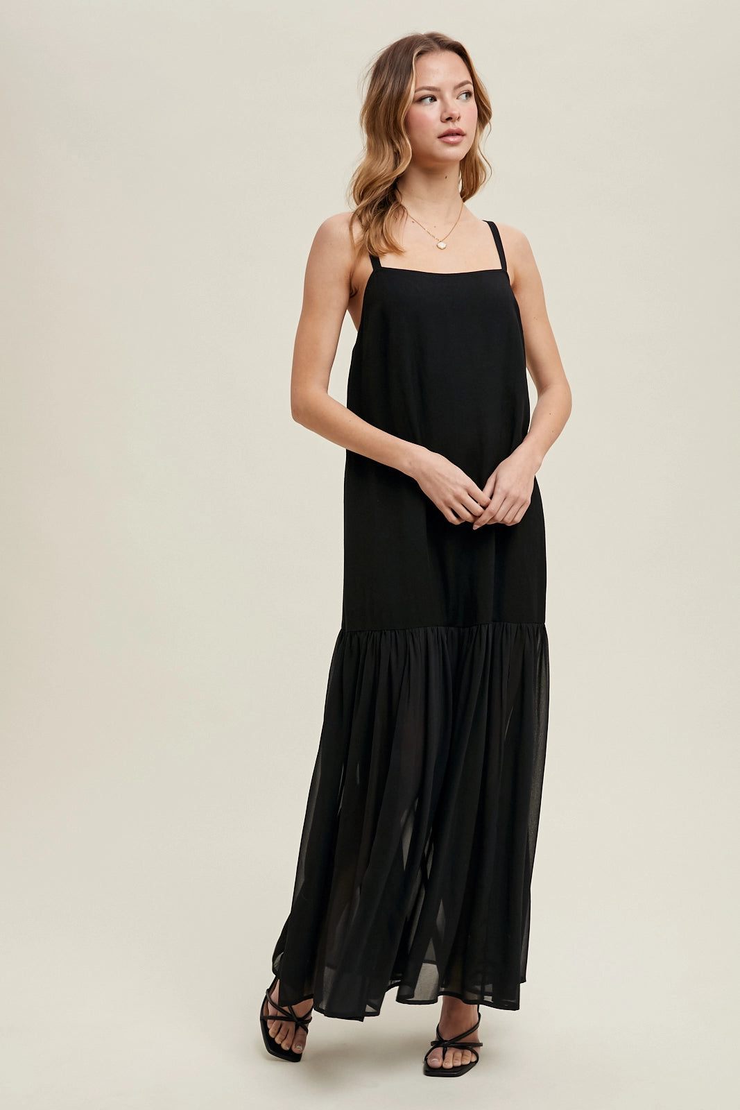 Mixed Media Cami Maxi Dress