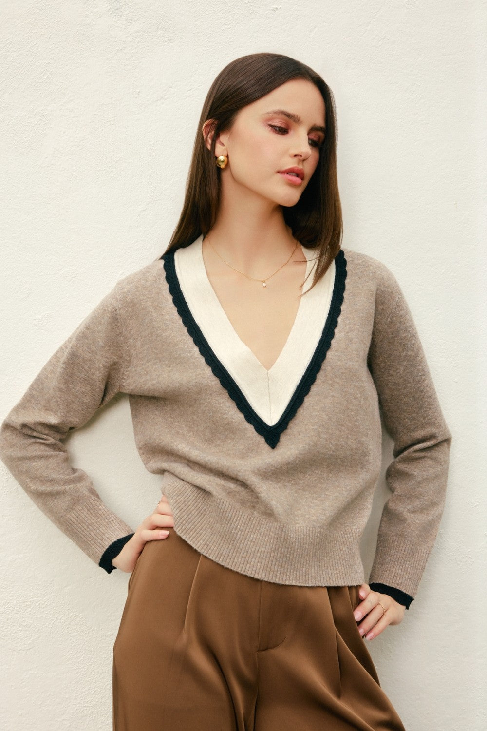Varsity V Neck Sweater
