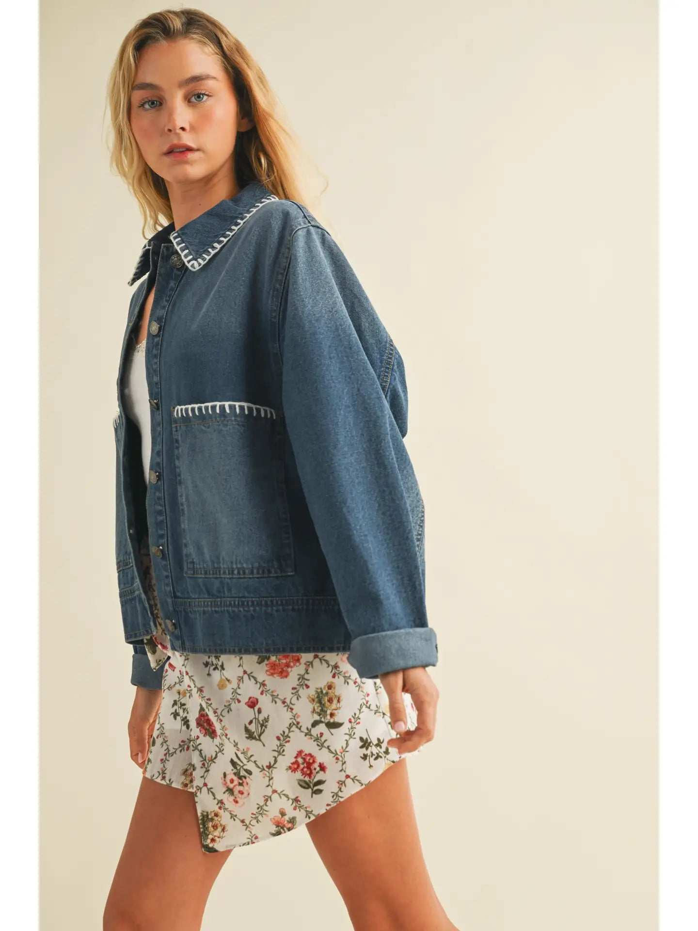 Blanket Stitch Denim Jacket