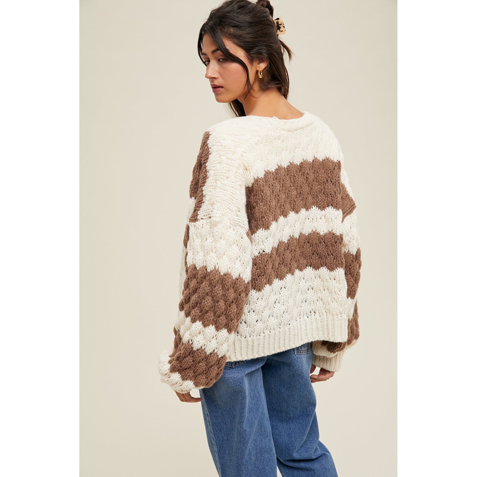 Textured Striped Cardigan
