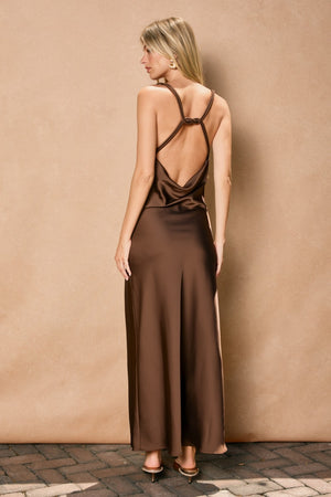 Twist and Shout Maxi Dress - Chocolate