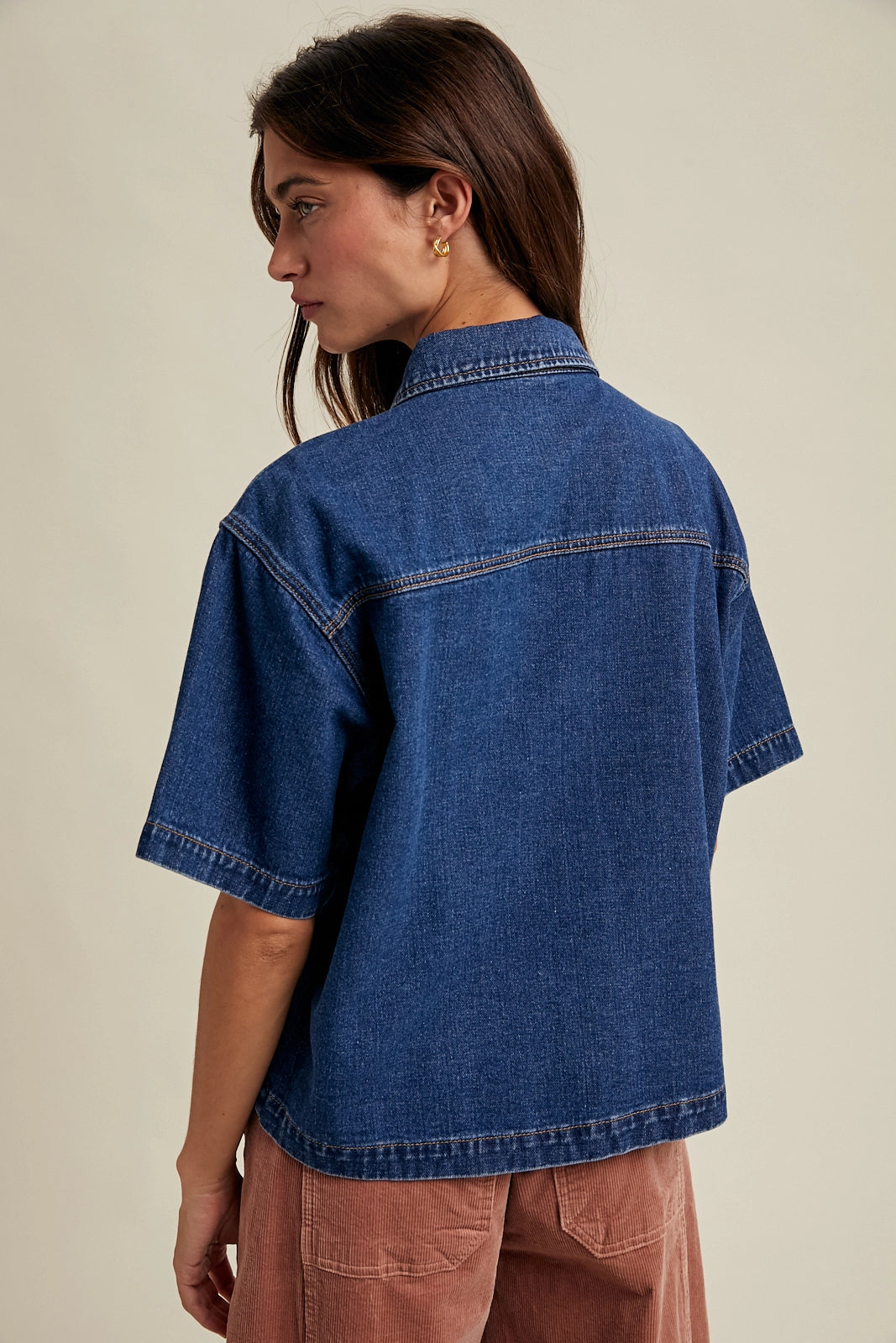 Boxy Denim Button Up Shirt
