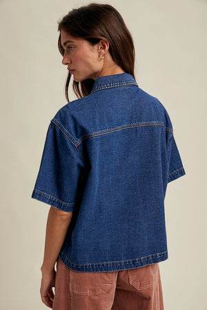Boxy Denim Button Up Shirt