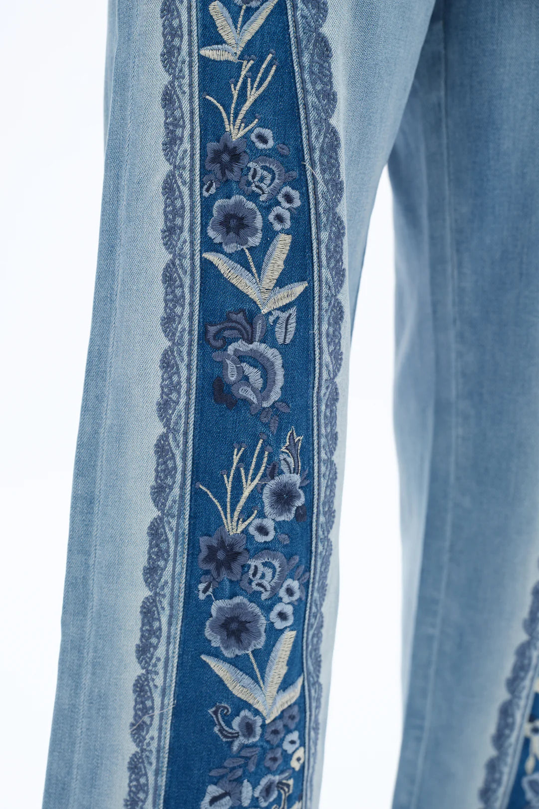 Ultra High Rise Embroidered Wide Leg Jeans