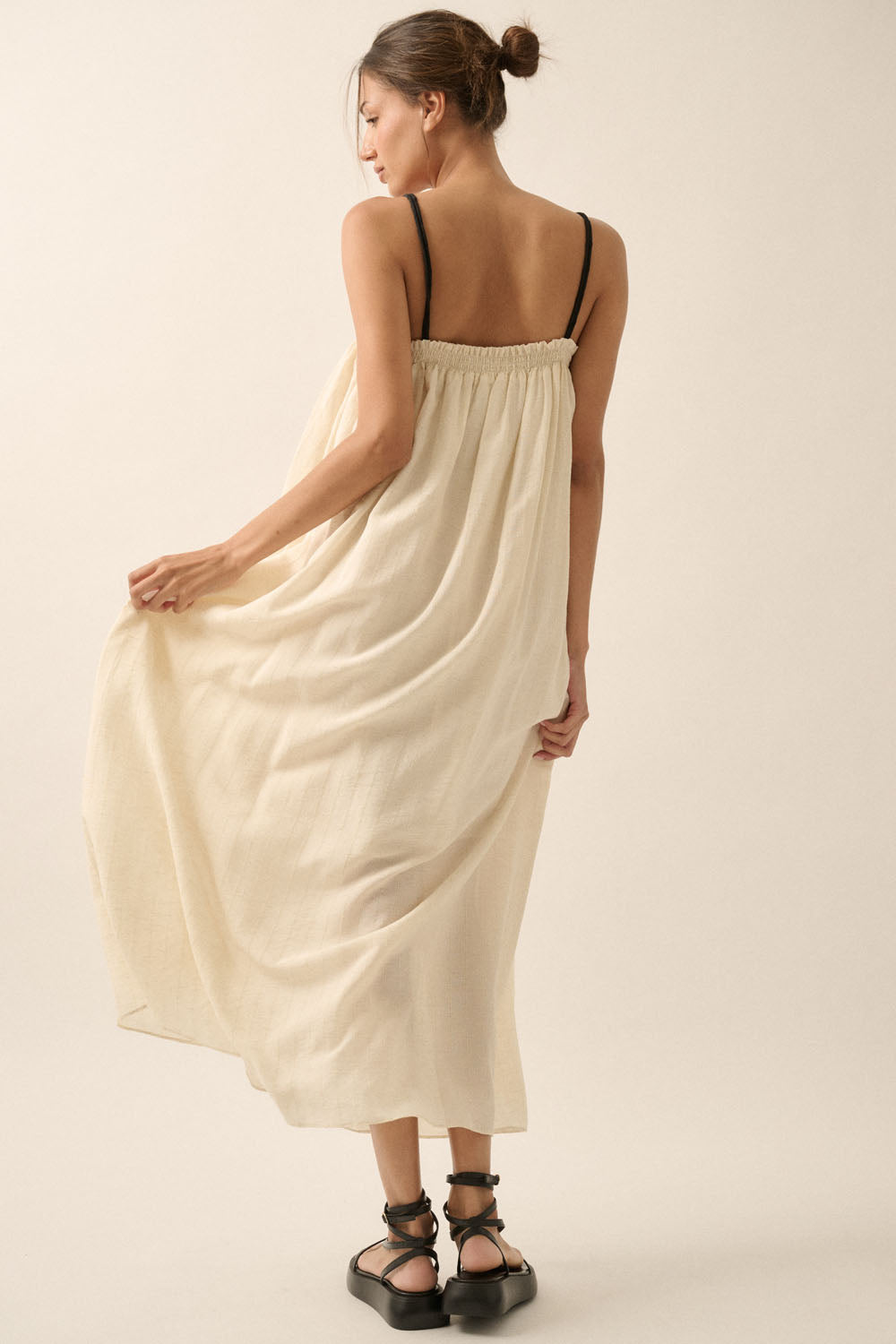 Tonal Striped Maxi Dress - Oatmeal