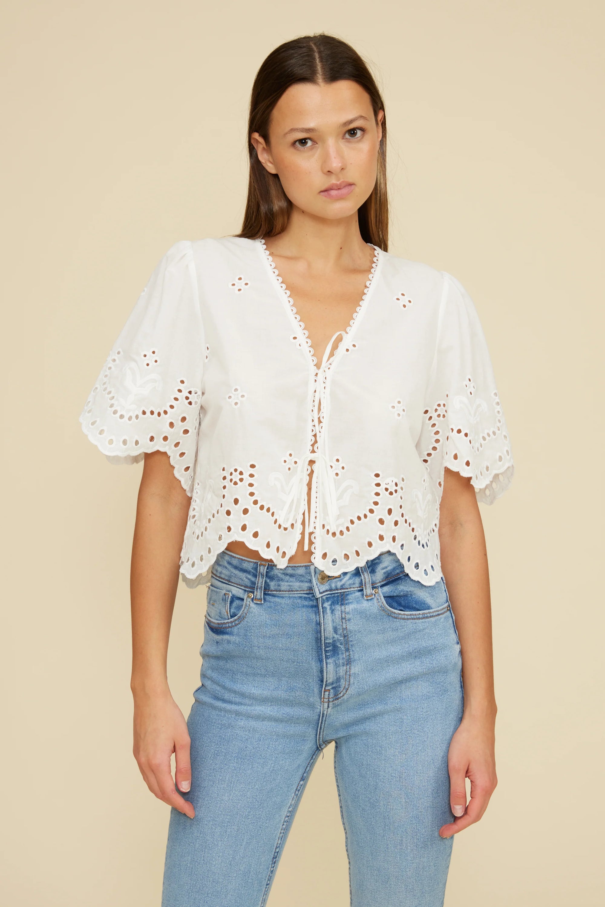 Loray Eyelet Top - White