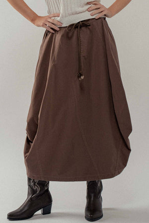 Boho Barrel Maxi Skirt - Brown
