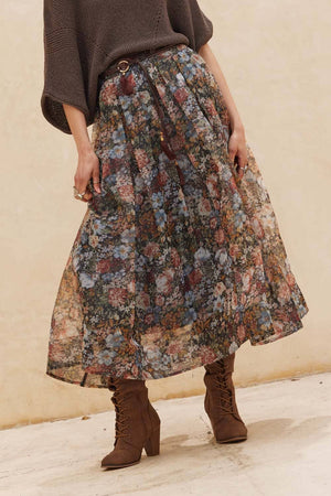 Floral Organza Maxi Skirt