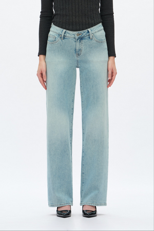Low Rise Straight Leg Jeans - Retro Light Blue